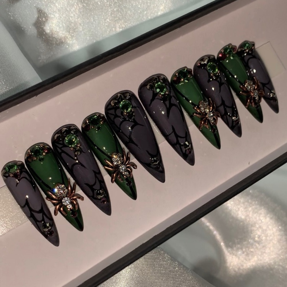 Gothic Stiletto Spider Web Nails